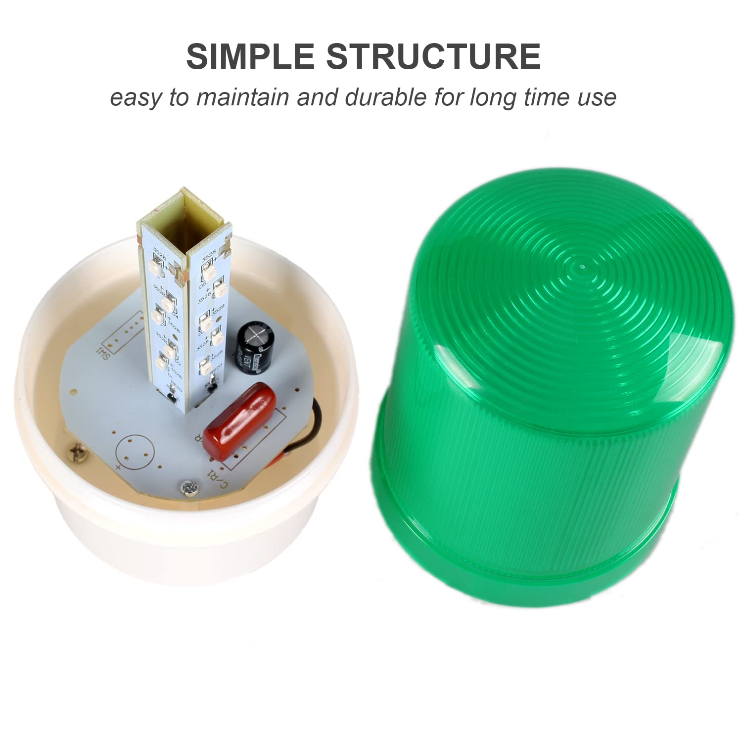 Industrial Led Rotating Strobe Beacon Warning Lights, Electrical Revolving Signal Lights For Emergency, 110V Ac, Green, No Buzze